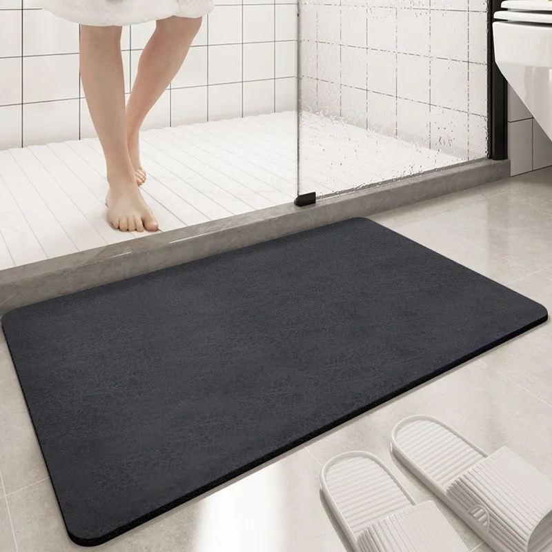 Newest Plain Black Floor Mat Bath Mat Solid Color Quick Water Absorb Non Slip Bathroom Floor Rug