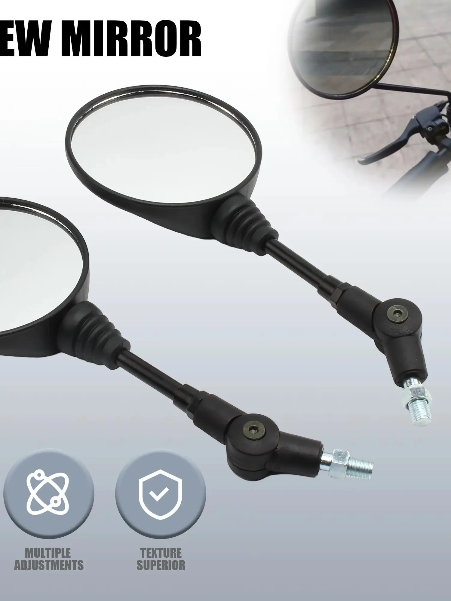 AliExpress PowerMotor 8mm/10mm Universal Side Mirrors Motorcycle Round Mirror for Yamaha Suzuki Honda Kawasaki Dirt Bike Motocross Scooter Accessories