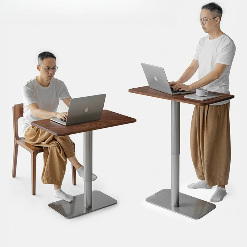 

Solid wood pneumatic lifting table North American black walnut small desk computer desk unplugged study table work