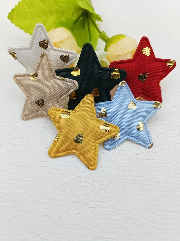 60 Stück, 3,3 cm, niedliche, goldfarbene Herz-, Punkte- und Sternapplikationen mit Polsterung für Kinder-Haarreifen, Haarspangen, Accessoires, Hüte und zur Dekoration. – Detail 7