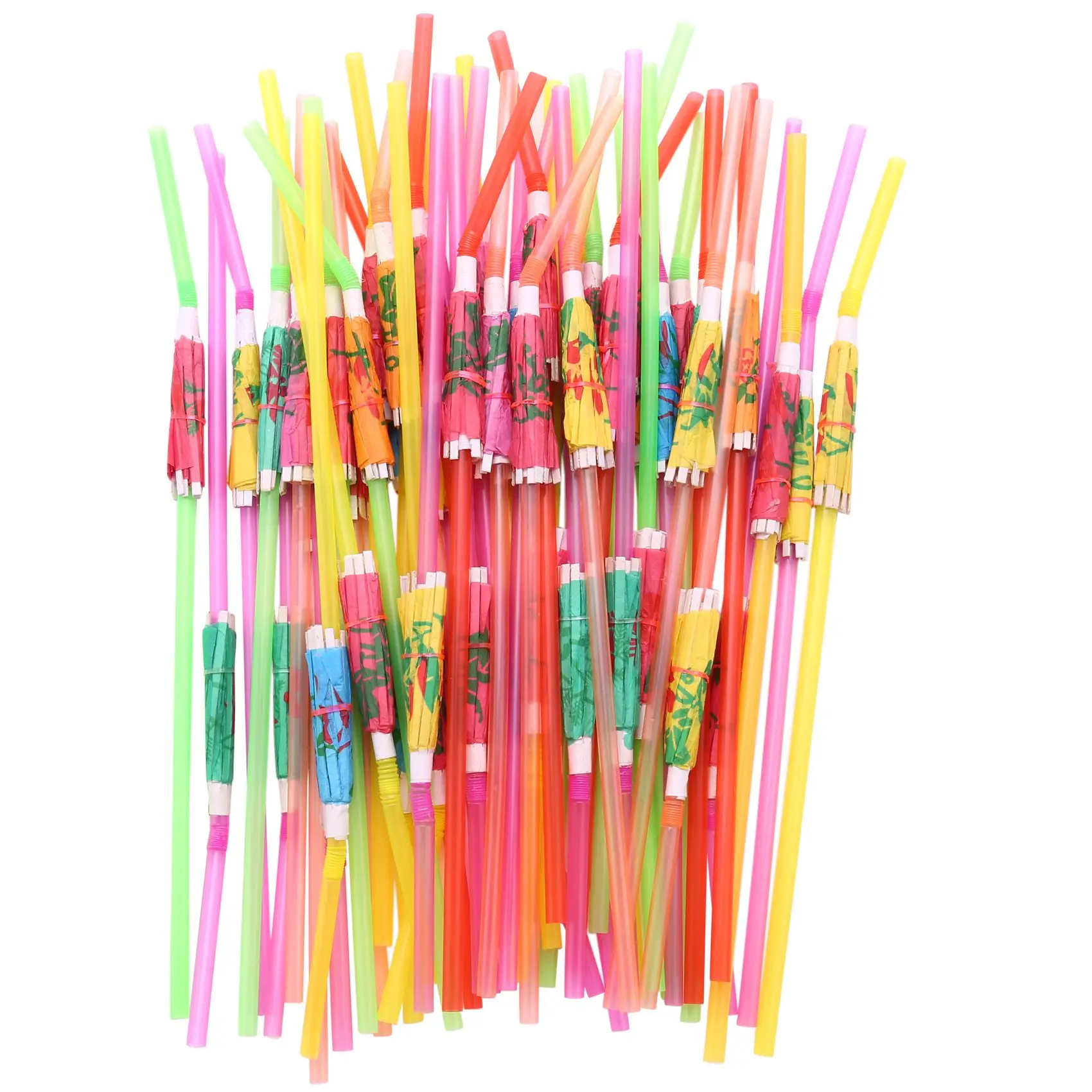 

50 Umbrella Parasol Drinking Straws, Hawaiian Beach Cocktail Luau Party Decorations Supplies