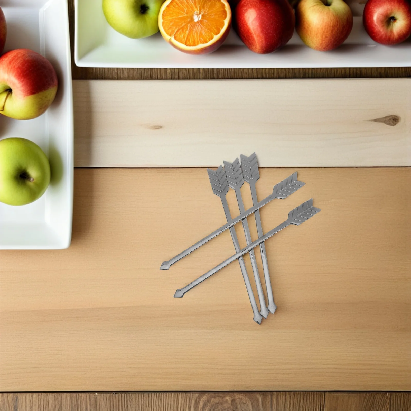 

5 Pcs Stainless Steel Stirring Rod Fruit Picks for Festival Party Toothpicks Bow and Arrow Cooking Utensils Kitchen