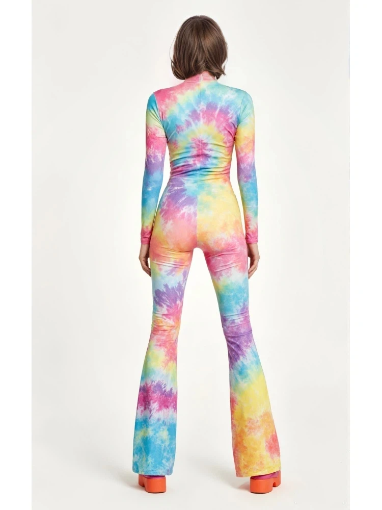 Damen Leoparden-Jumpsuit mit Schlaghose, Skelett-Design, Hochkragen, Flare-Leg-Bodysuit, Rentier-Party, Halloween-Festival, Aerial Yoga Zentai – Detail 8