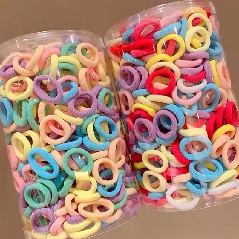 50/100pcs bunte grundlegende Nylon elastische Haar gummis für Mädchen Pferdes chwanz halten Scrunchie Gummiband Kinder grundlegende Haarschmuck