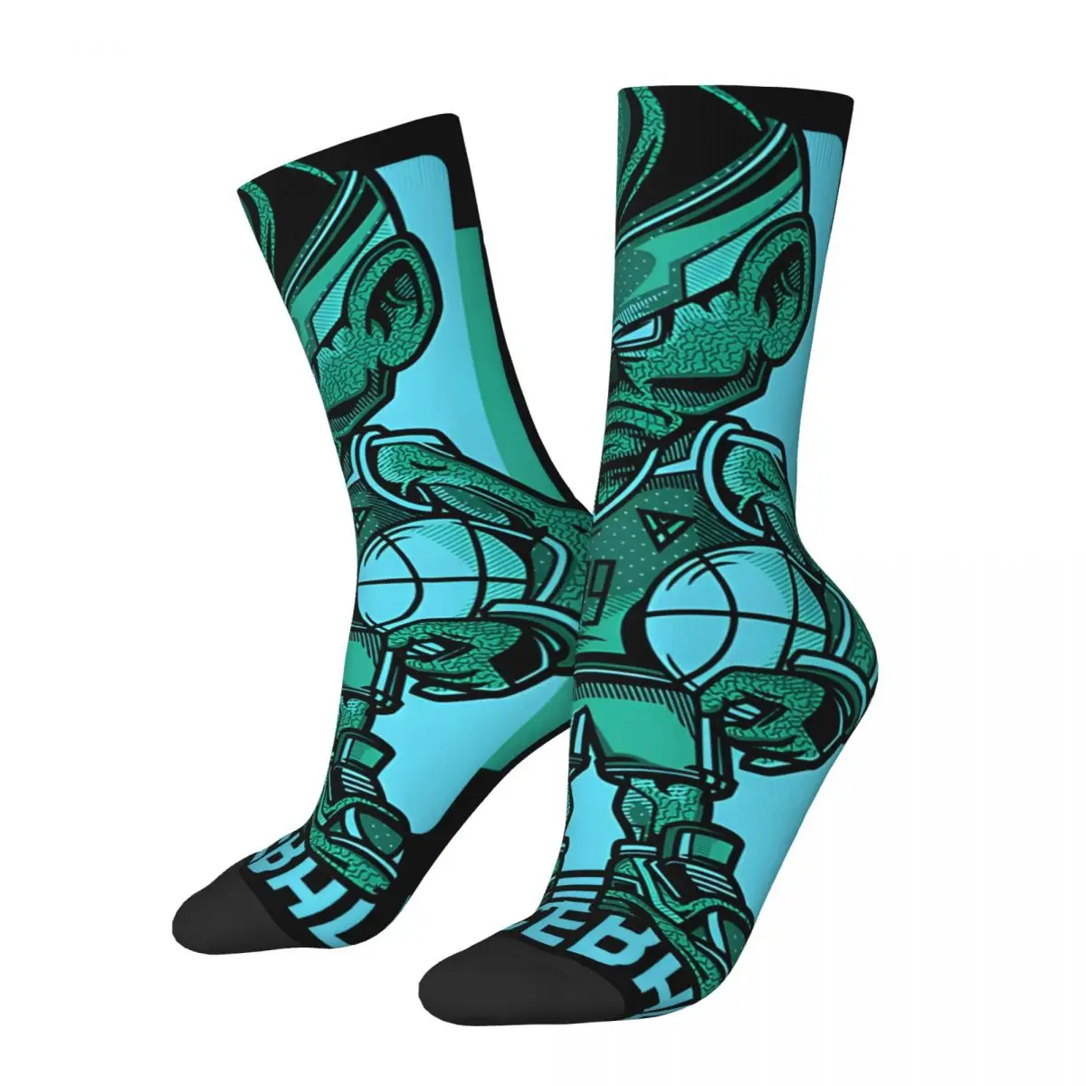 Vintage Fun Men's compression Socks Unisex A-Alien Basketball Harajuku Pattern Printed Novelty Crew Sock