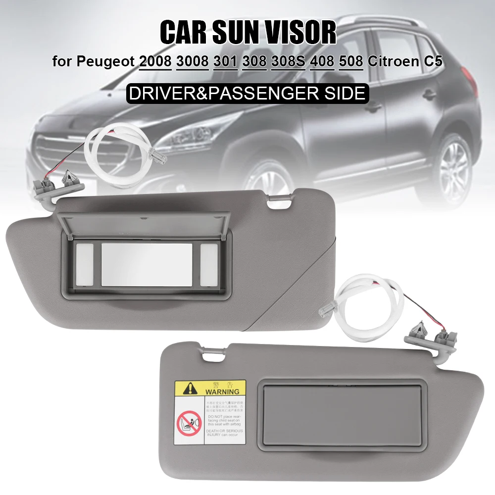 

Gray Car Sun Visor Sunshade for Peugeot 2008 3008 301 308 308S 408 508 Citroen C5 8163EG 98158116ZQ/98158119ZQ Right Left