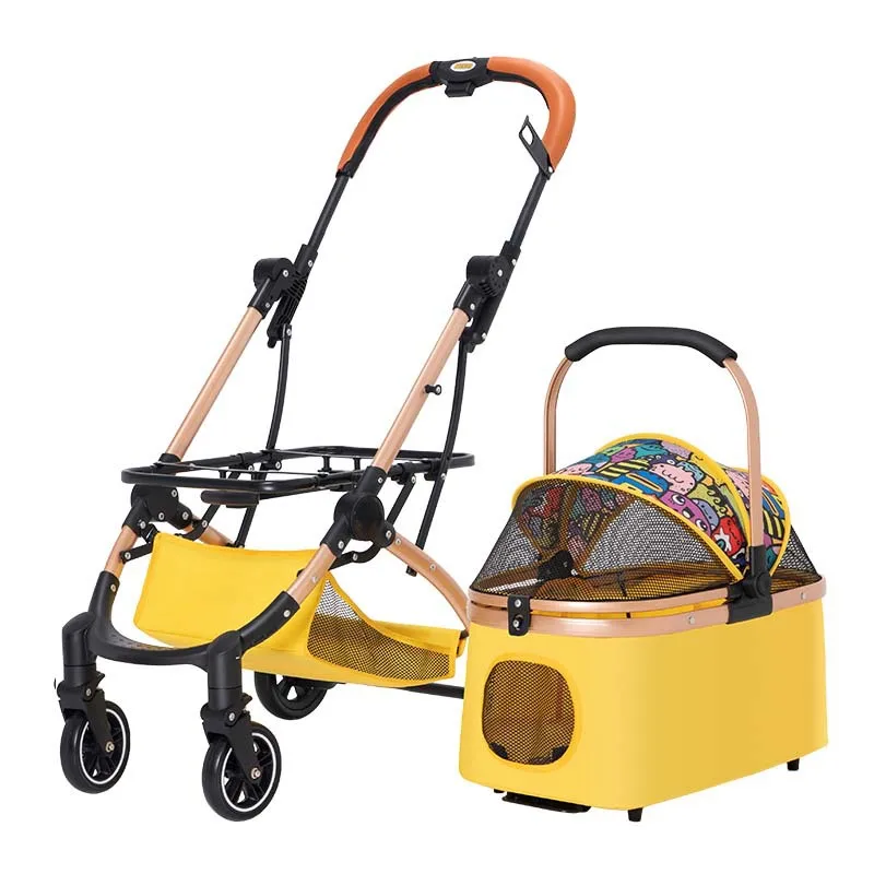 High Landscape Pet Cart, Separable Small Medium Dogs, Outdoor Cats, Lightweight, One-click Folding