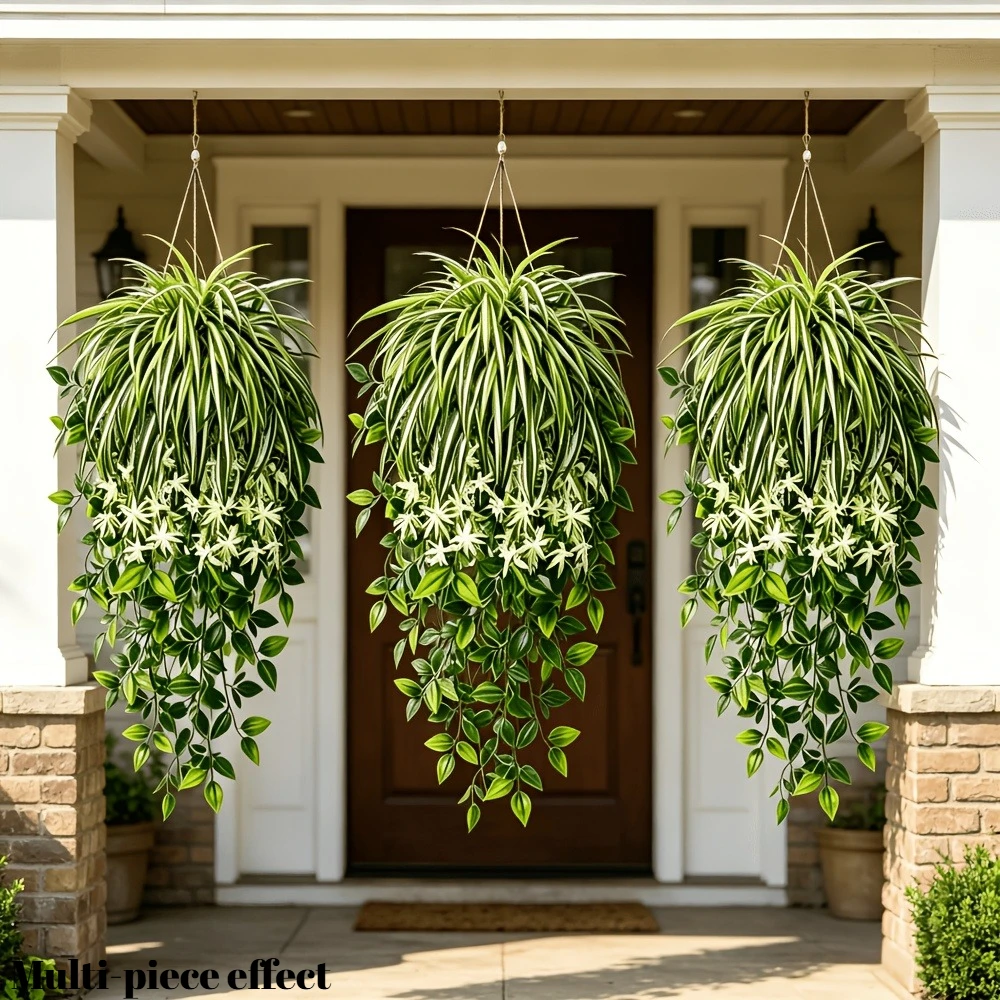 ต้นไม้ปลอมรูปแมงมุม 4 ชิ้น ใบไ - Spider Plant Hanging บทวิจารณ์และราคา