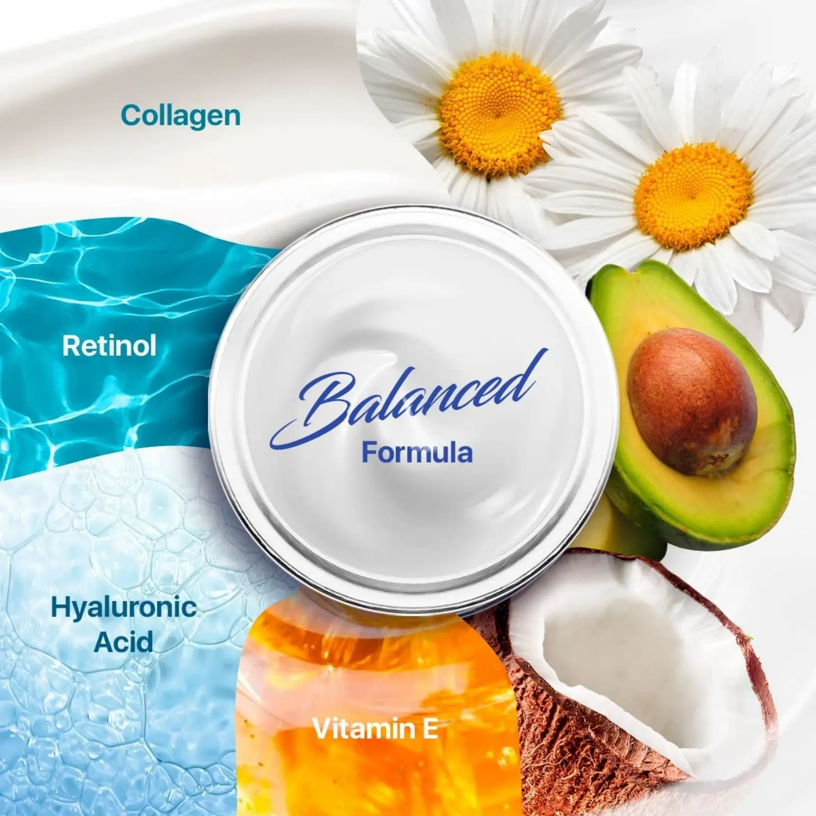 Collagen Cream for Face with Retinol and Hyaluronic Acid, Day Night Anti Aging Skincare Facial Moisturizer image 6