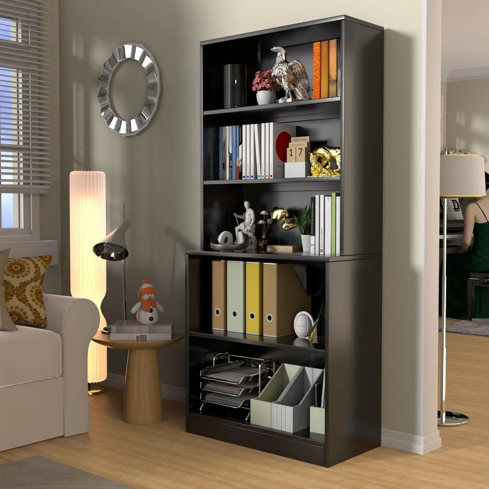 "Livros de madeira com 5 prateleiras de 71 polegadas de altura para sala de estar e escritório, 31,5 polegadas de largura x 70,87 polegadas de altura x 15,7 polegadas de profundidade"