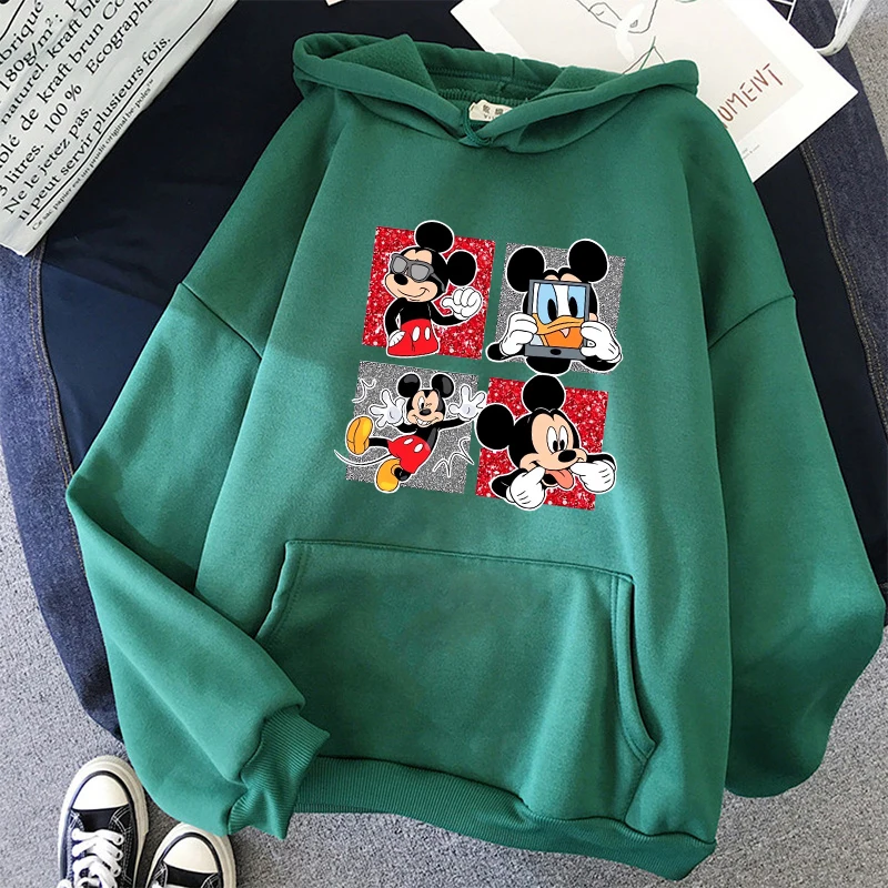 Y2K Minnie Disney Hoodie Crop Top Mickey Mouse Women Hoodies  Sweatshirt Kids Boys Girls Harajuku Streetwear Clothes