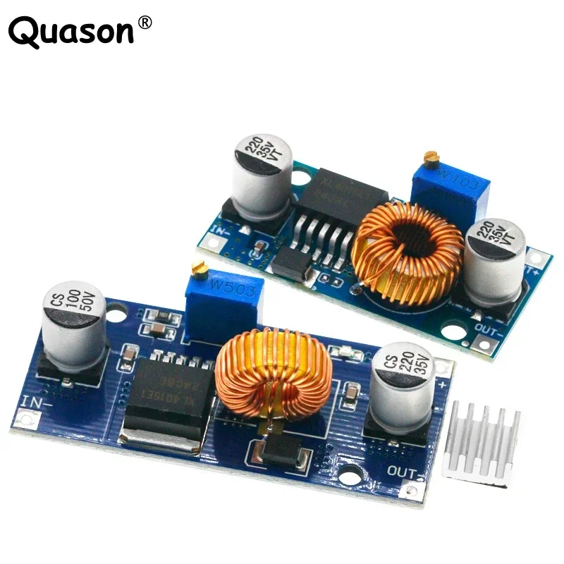 5A XL4015 DC-DC 4-38V ~ 1.25-36V 24V 12V 9V 5V 스텝 다운 가변 전원 공급 장치 모듈 방열판이있는 LED 리튬 충전기