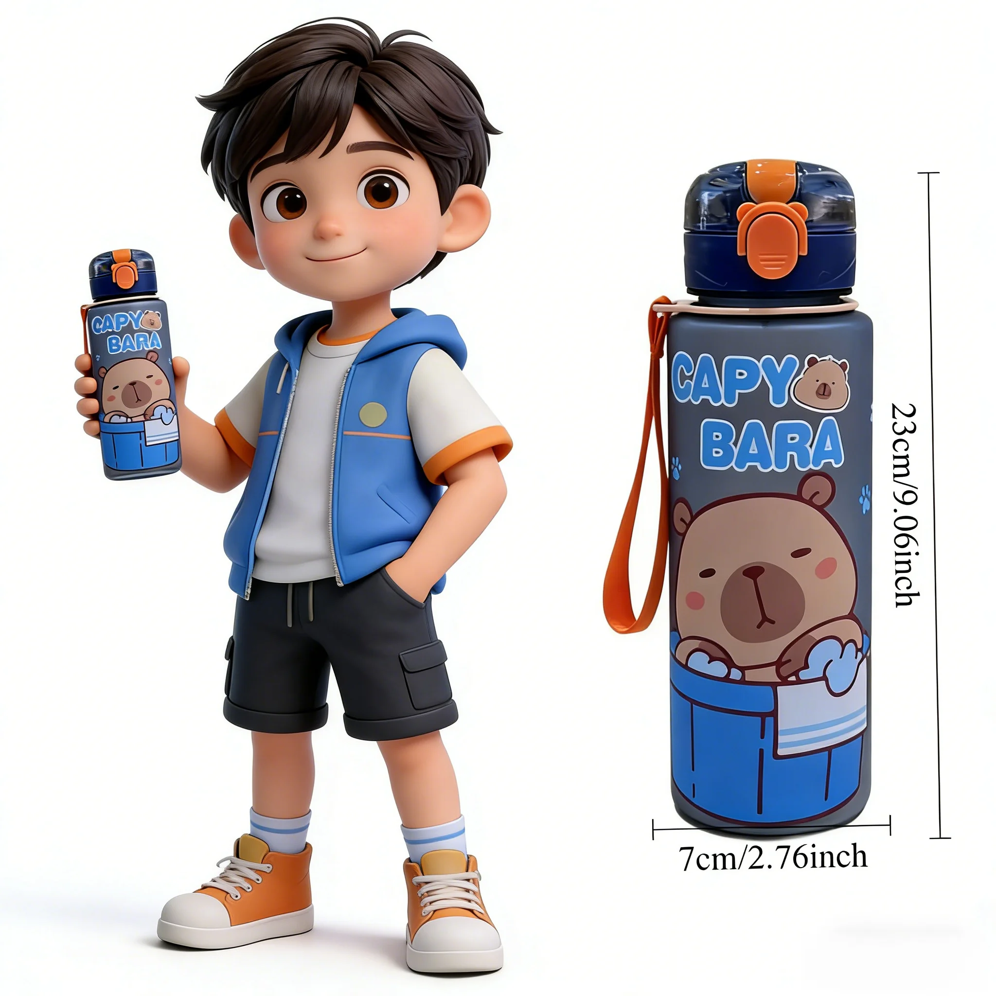 

Plastic Bottle 750mL Capybara Water Leakproof Cartoon Cute Straw Cup Portable Outdoor Travel Large Capacity Sports Water Bottle