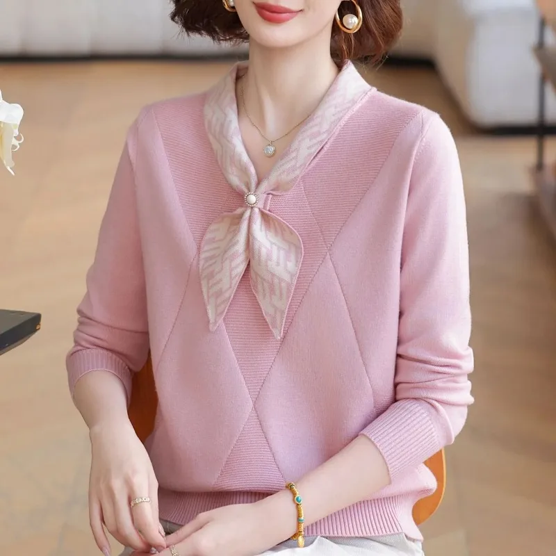 

Fashionable Autumn Knitted Long-sleeved 2025 New Top Sweater Base Shirt