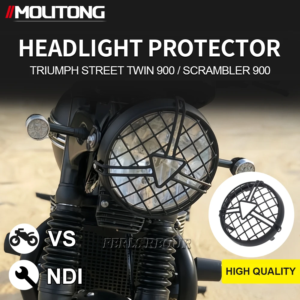 

Stainless Steel Headlight Grille Protector for Classic Triumphs Fits Speed Twin/Scrambler 900 & T100/T120, Prevents Stone Chips