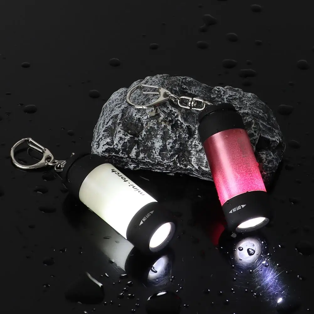 USB Rechargeable Pocket Mini LED Flashlight - Waterproof White Light Keychain Torch Super Small Portable Lantern