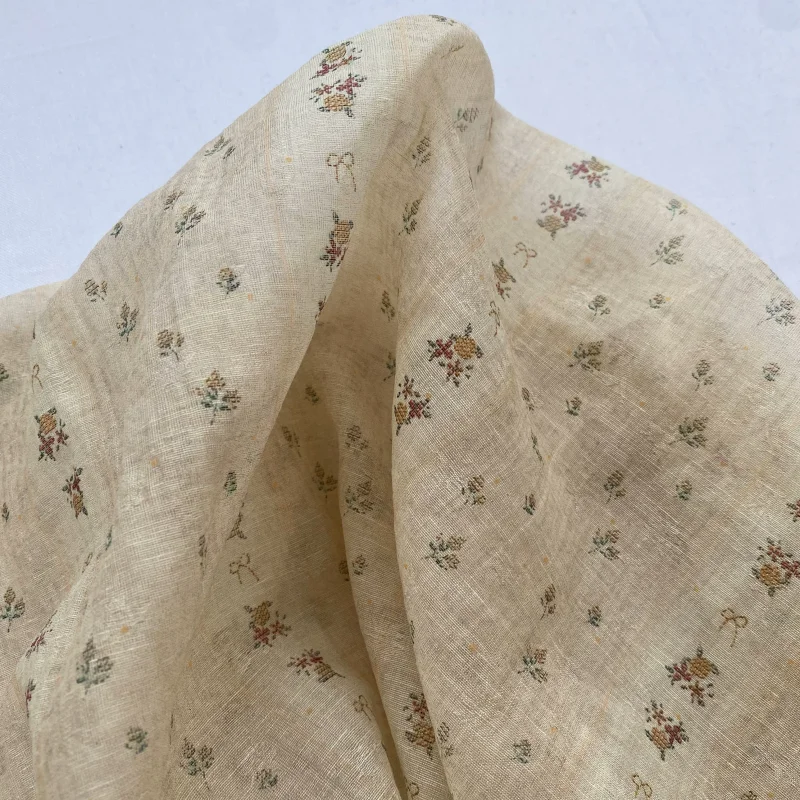 Beautiful lightweight semi-transparent woven jacquard floral polyester fabric handmade DIY fabric