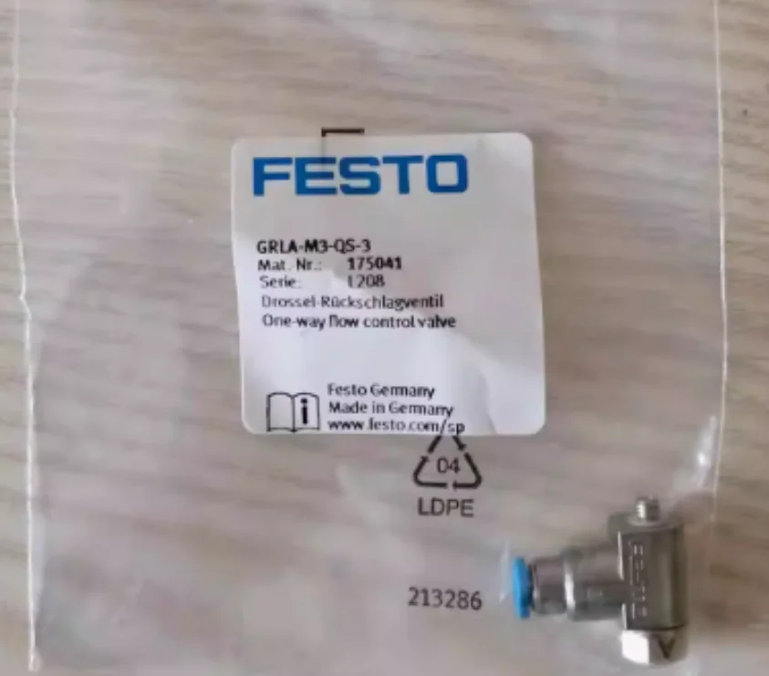 

2PCS New original FESTO One way throttle valve GRLO-M3-QS-3 175042 GRLZ-M3-QS-3 175043 GRLA-M3-QS-3 175041