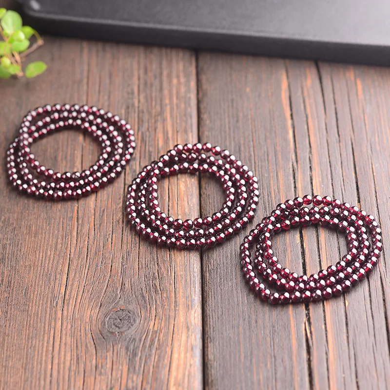 Natural Garnet Beaded Bracelet Wine Orange Purple Red Crystal Women Daily Party Jewelry