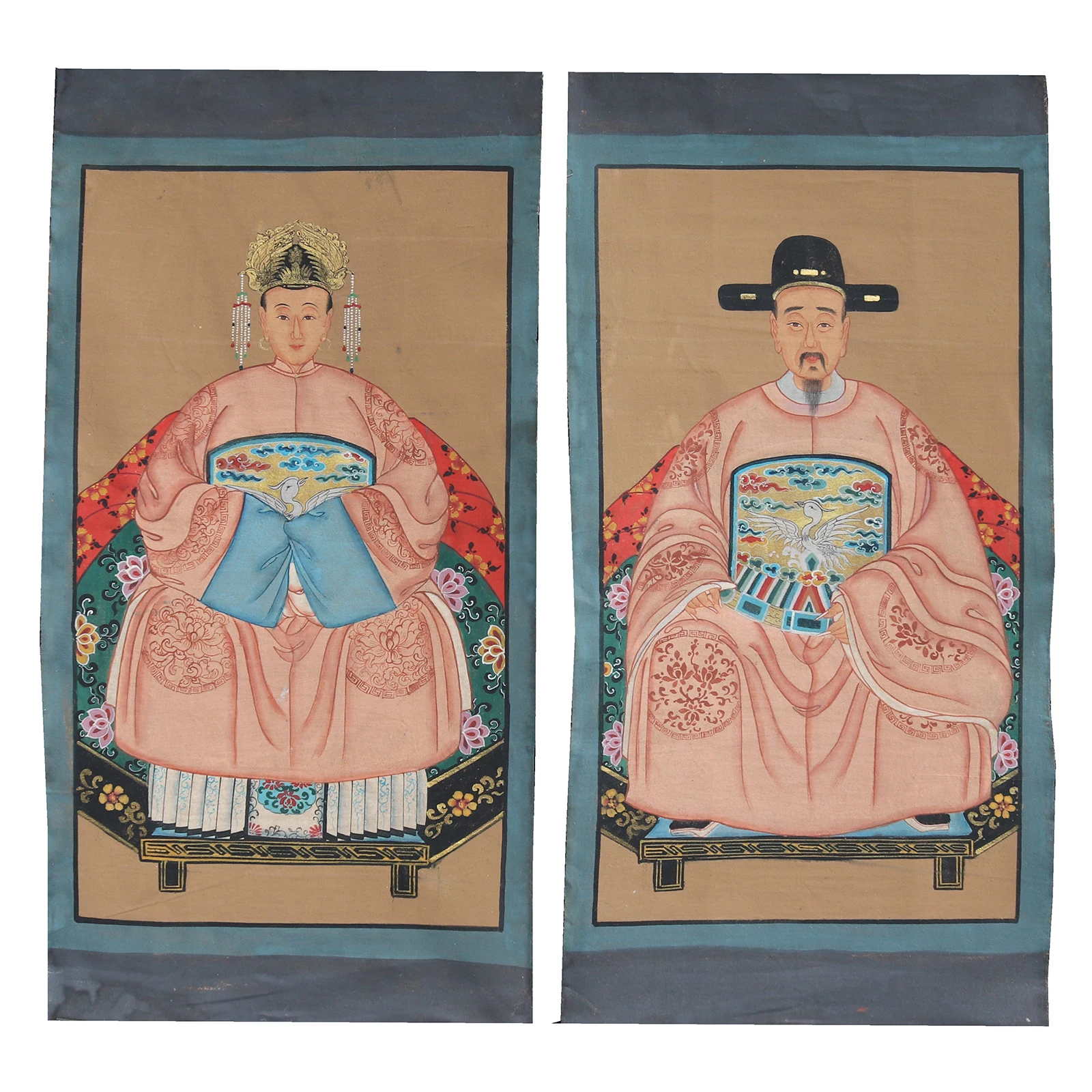 

Hand painted ancestor paintings on canvas fabric, Wall decoration, Ming dynasty portrait painting