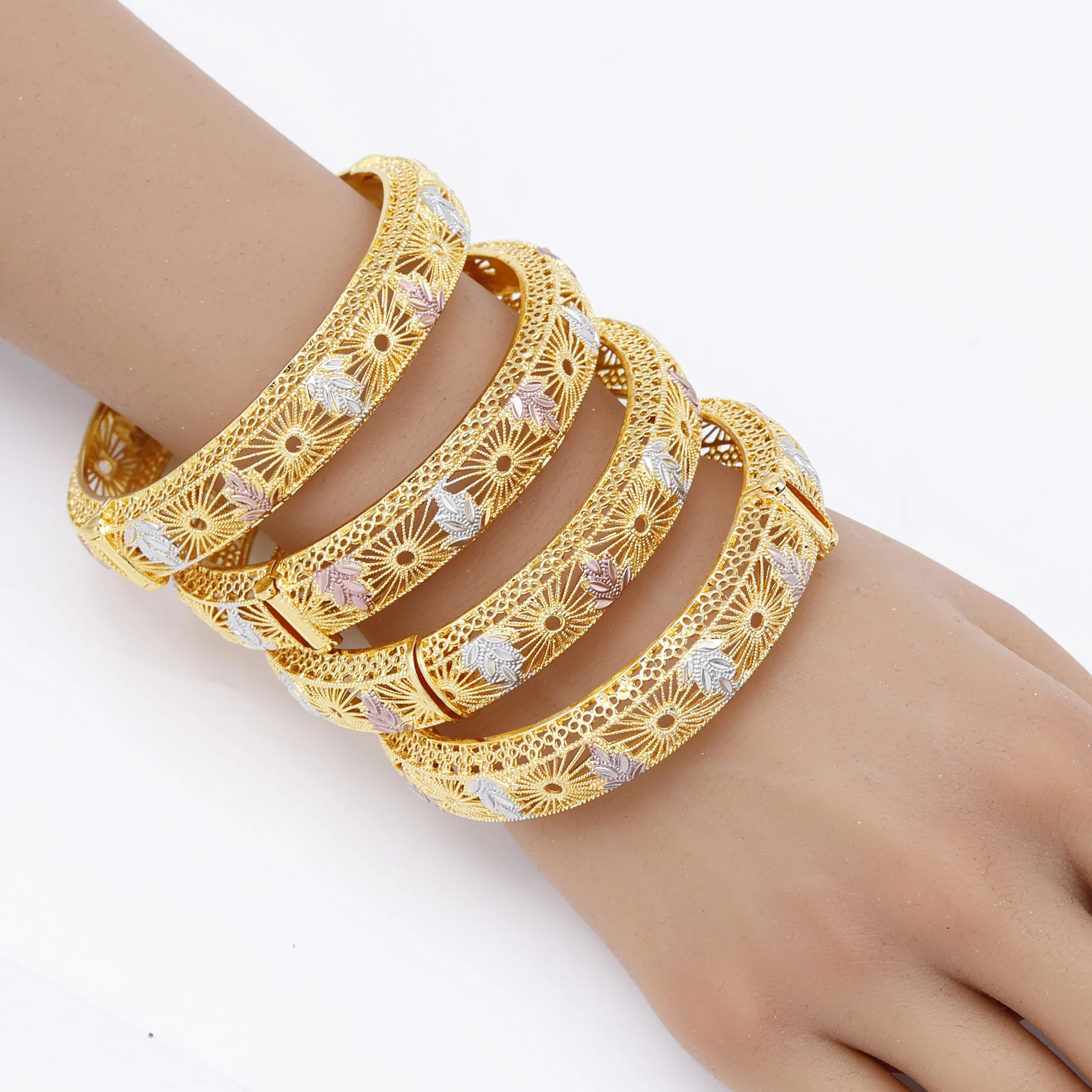 Adixyn 1PCS Colorful Hollow Bracelet For Women Vintage jewelry Ethiopian Middle Eastern bride wedding gifts