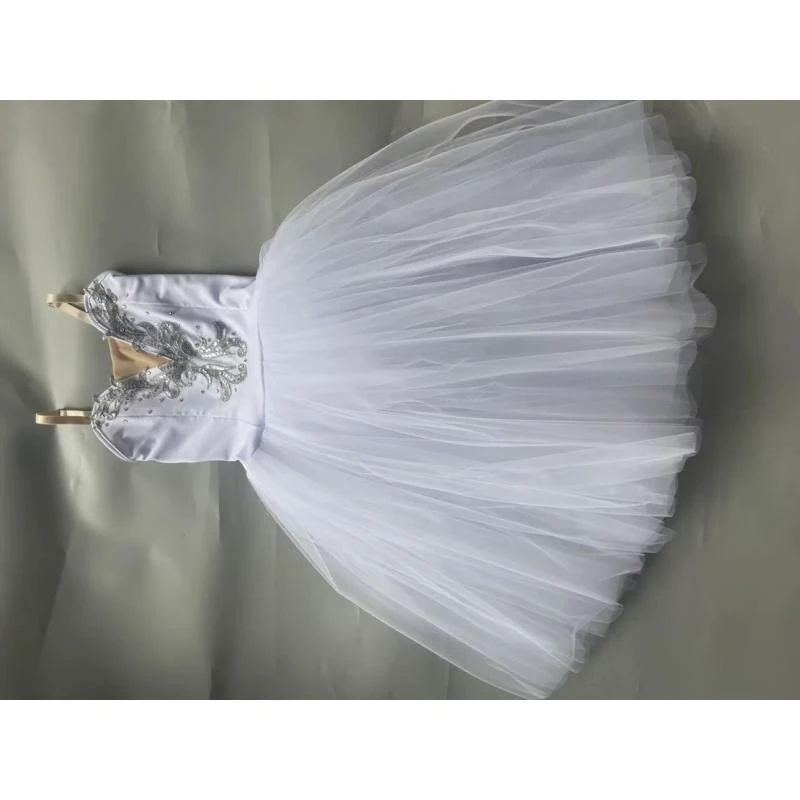 Romantische Lange Ballet Tutu Jurk Meisjes Witte Ballerina Jurk Kinderen Tutu Prestaties Ballet Jurk Hedendaagse Danskostuums Feest