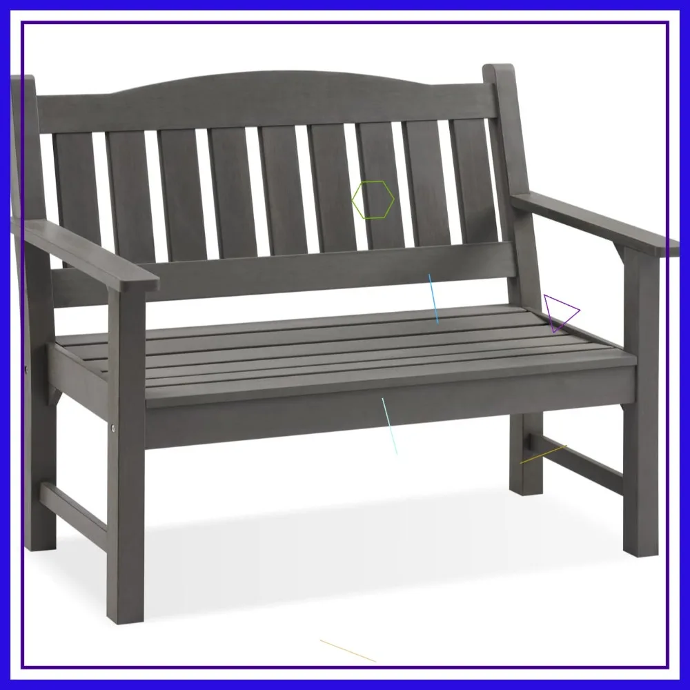

2-Person Outdoor Memorial Bench, All-Weather Poly Lumber Garden Seat for Park, Porch, Church (Grey)