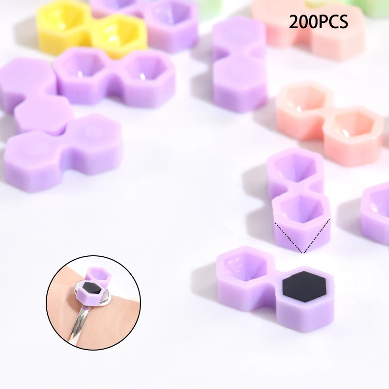 200/100 Stück Zwei-Schlitze-Einweg-Silikon-Wimpern kleber Ring becher halter Behälter Tattoo Pigment Wimpern verlängerung Make-up-Werkzeuge