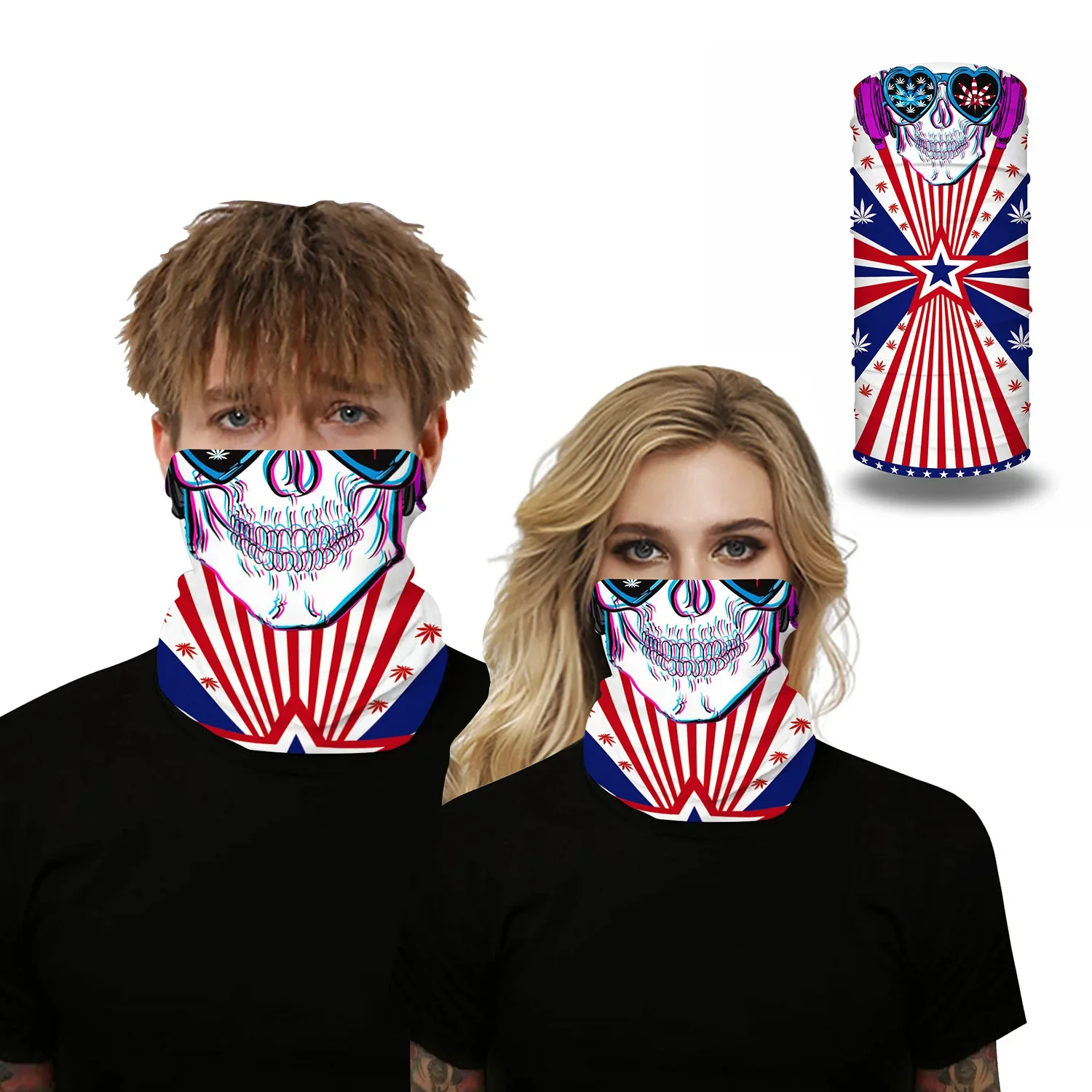 Multiway Outdoor Bandana Scarf 3D Printing Climbing Hiking Cycling Fishing Windproof Protection Halloween Face Mask Unisex