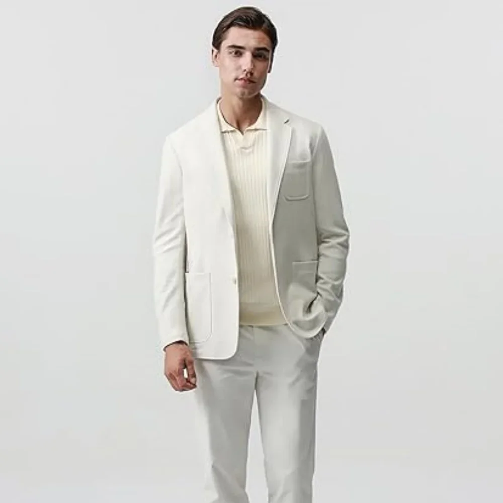 

White Men Suits Wedding Suit Bridegroom Business Groom Wear Tuxedos Custom Made Formal 1 Piece Male Blazers Groomsmen Best Man
