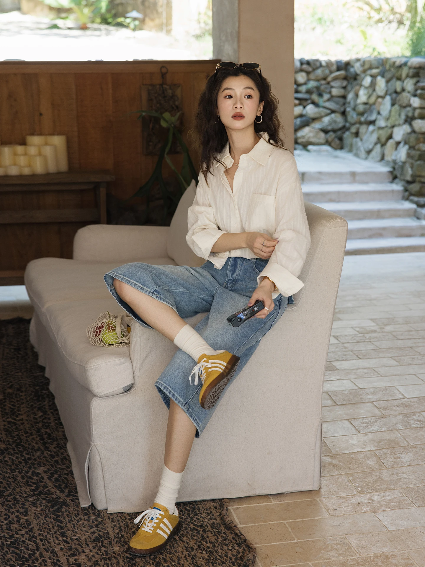 

Loose Fit Striped Long Sleeve Shirt Women's Korean Style Casual Top Spring 2026 Cotton Modal Fabric Button Placket Regular Le...