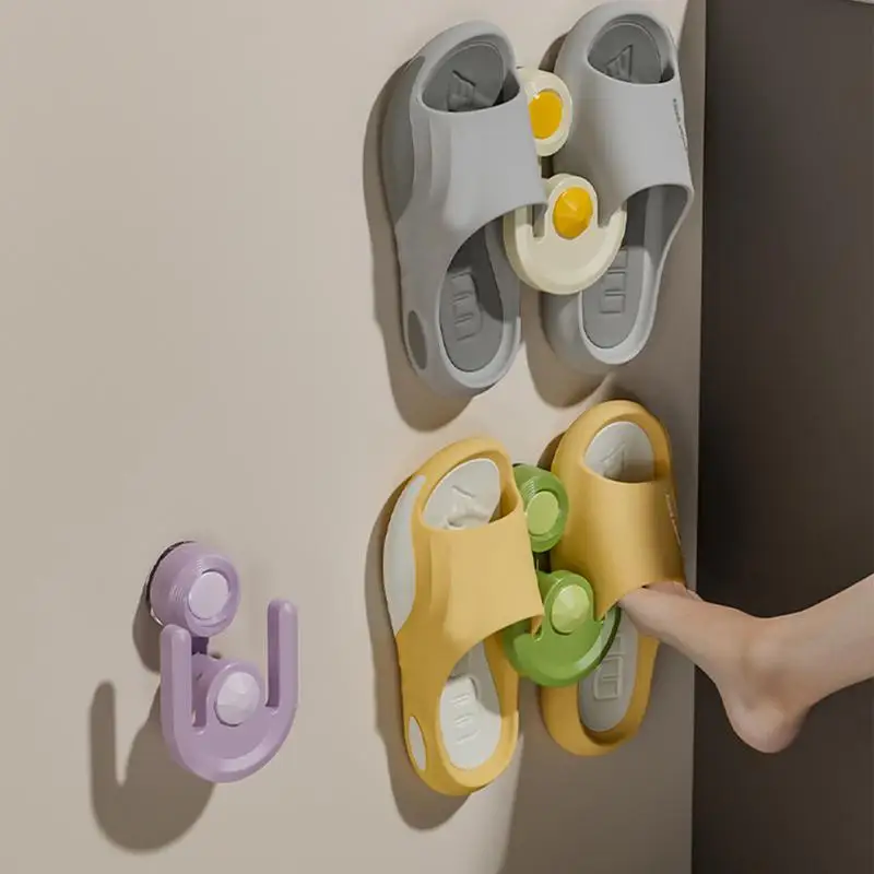 Shoe Holder For Wall Slipper Rack Wall Suction Cup Wall Mounted Shoe Rack Space-Saving Organizer Waterproof Versatile Slippers