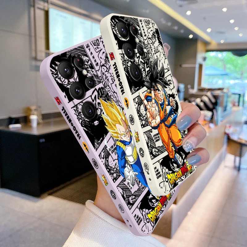 Cartoon Luxury D-D-Dragon Ball Liquid Left Rope For Samsung Galaxy S24 S23 S22 S21 S20 FE S10 Ultra Plus Lite 5G TPU Phone Case image 2