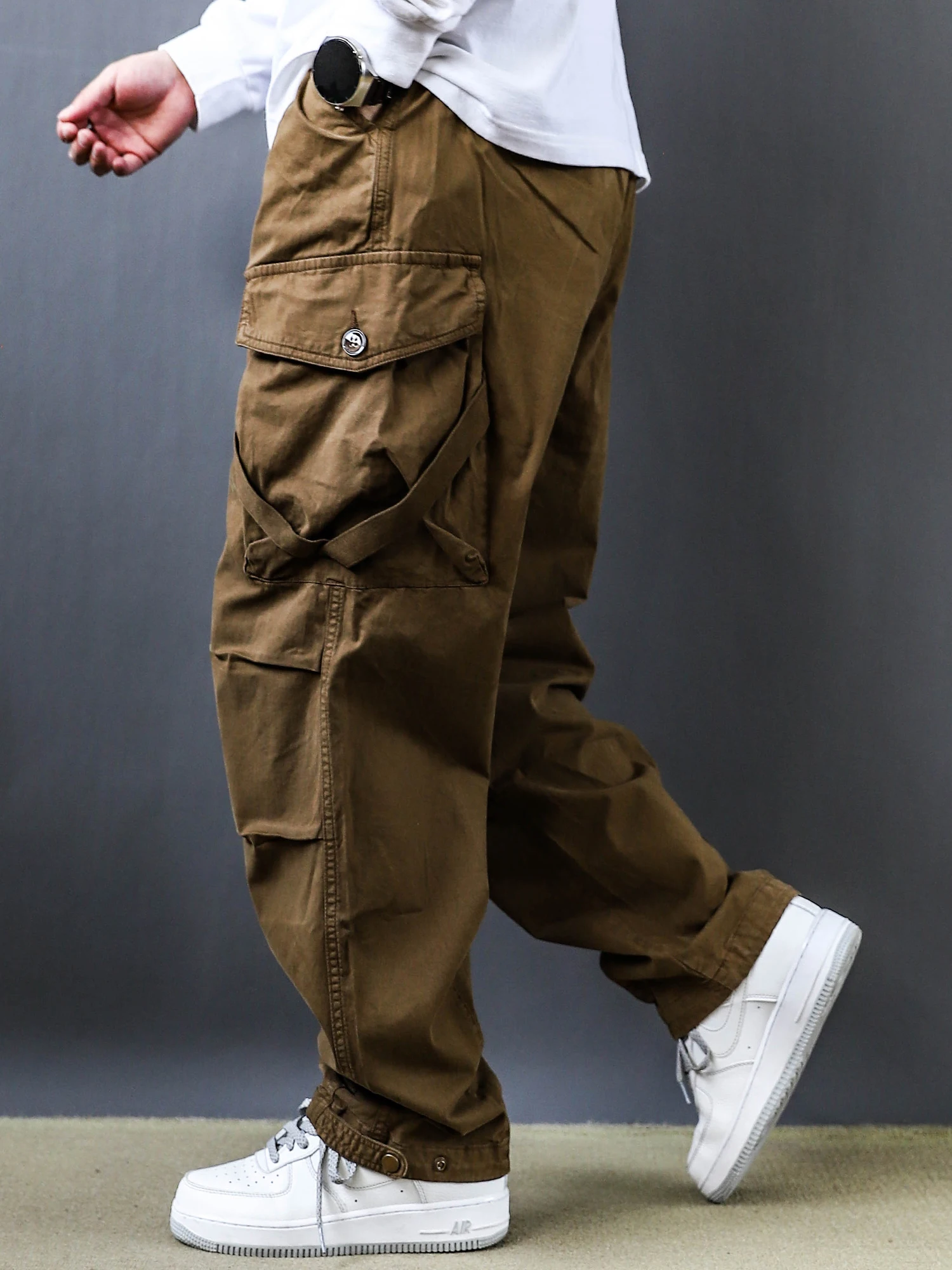 

Ретро-брюки в американском и японском стиле, свободные, прямые, из чистого хлопка, на весну-осень, модные, с завышенной талией, длинные.