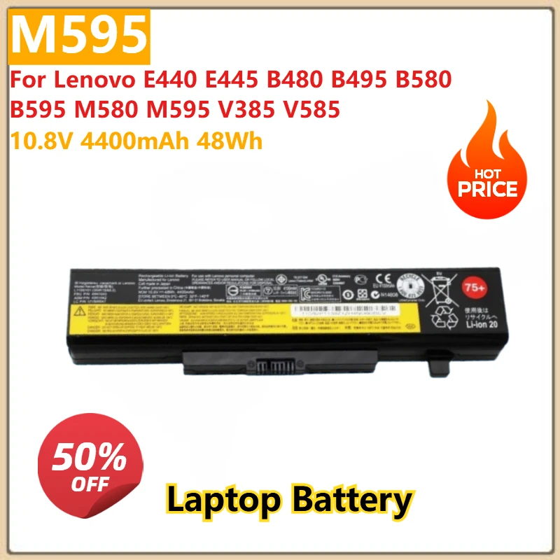 

For Lenovo E440 E445 B480 B495 B580 B595 M580 M595 V385 V585 Replacement Laptop Battery M595 10.8V 4400mAh 48Wh