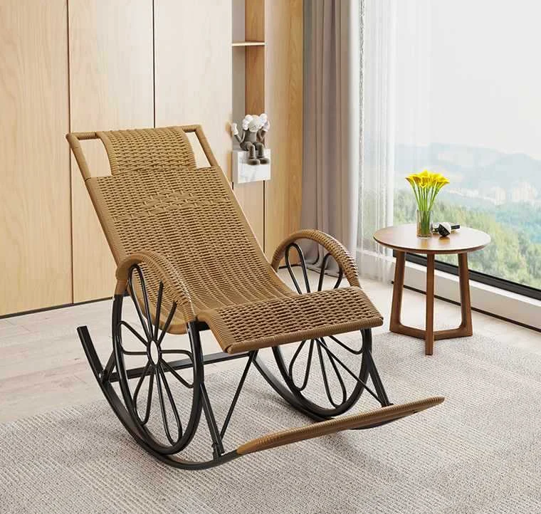PE Rattan Rocking Chair with Metal Frame Garden Patio Rocking Chairpromote sales