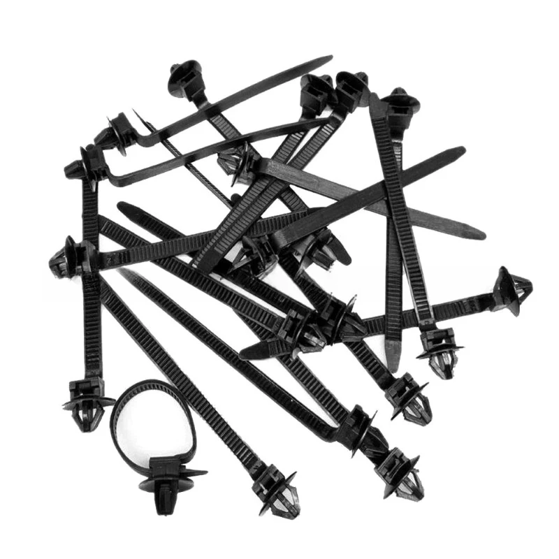 

10/100PCS Car Nylon Black Cable Ties Push Mount Wire Harness Fastener Cable Clamp Clips Ties Management Car Wire Organizers
