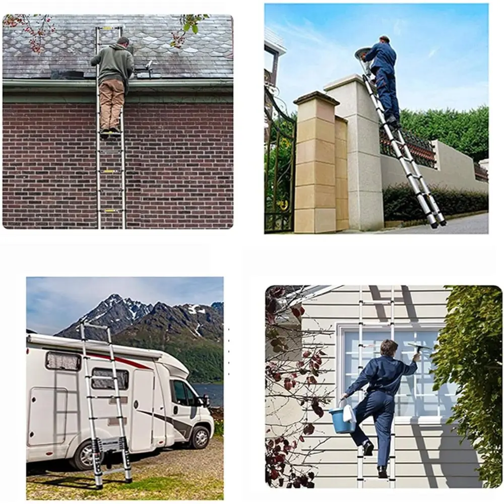 12.5FT Aluminum Telescoping Ladder with One-Touch Retraction and 330lb Load Capacity for Multipurpose Use
