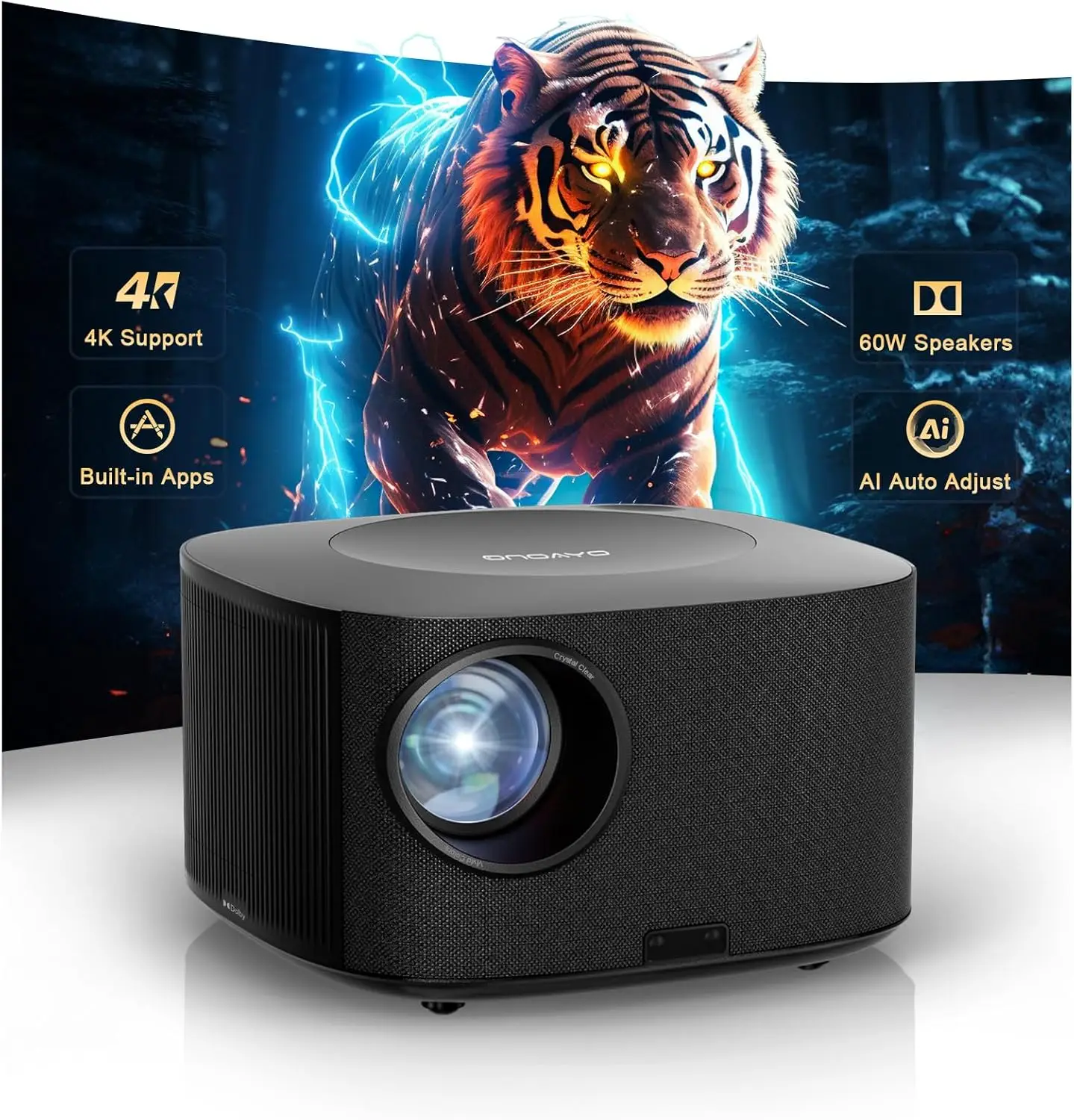 

Outdoor 4k Projector With Wifi Bluetooth Brightness Audio Official Licensed Apps Smart Projector Ai Auto Focus Movie Projector I