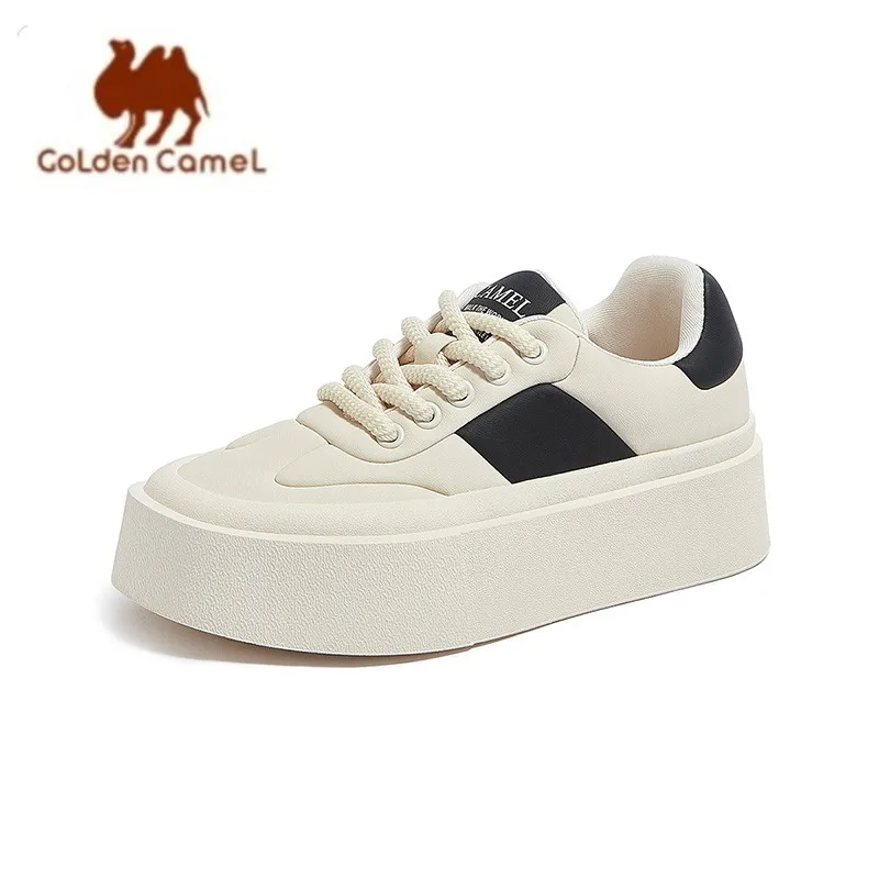 

GOLDEN CAMEL Skateboarding Shoes for Women Sneakers Thick Sole Retro Thick Bottom Casual Ladies White Shoes Height-increasing