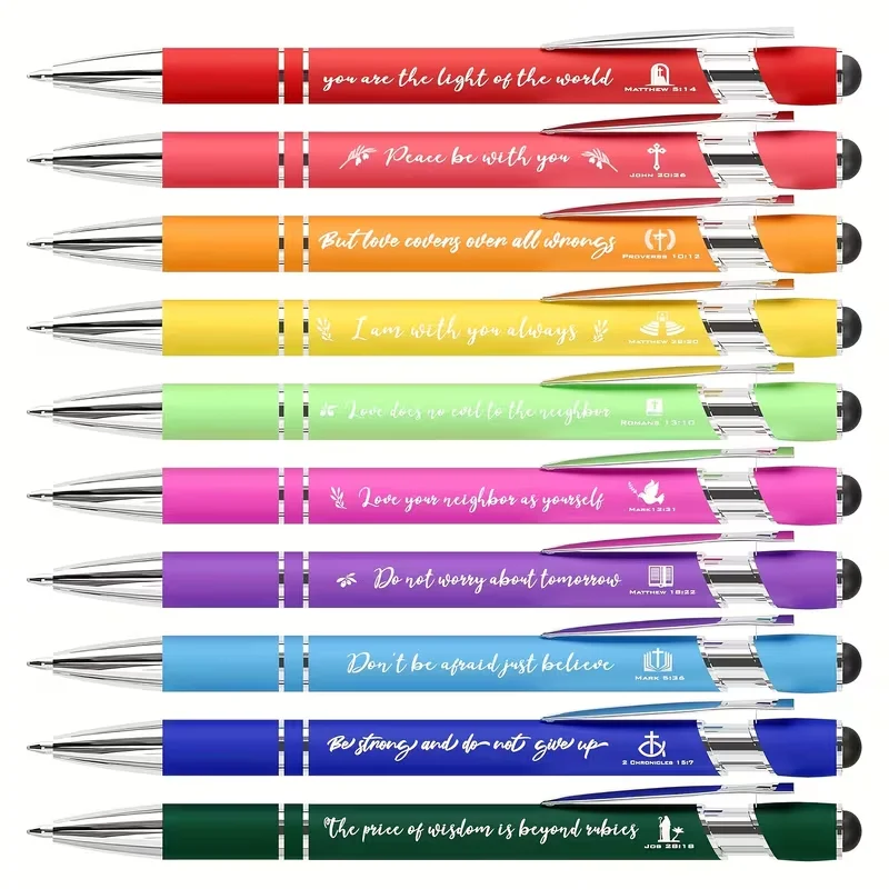 

Набор из 10 христианских ручек с вдохновляющими библейскими стихами идеально подходит для письма в школах, офисах и церквях.