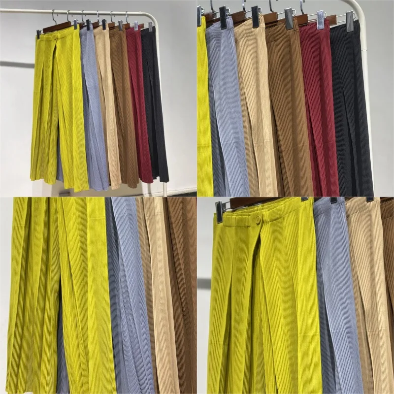 

Miyake Pleated 2026 Pants Female Fall and Winter New Elastic Waist Hundred Wide-legged Pants Loose Straight Casual Pants Pleats