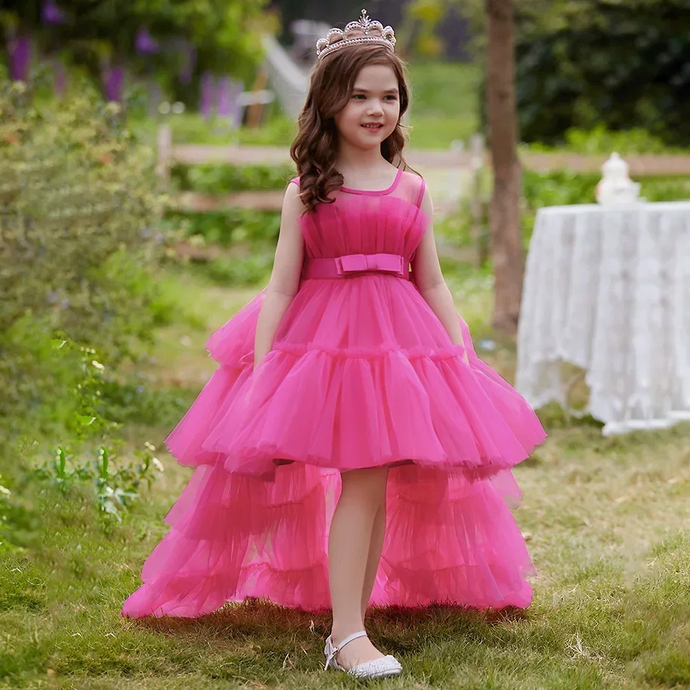 Kid's Party Formal Evening Dresses Elegant Party Dresses For Girls Dresses With Trailing Detachable Princess