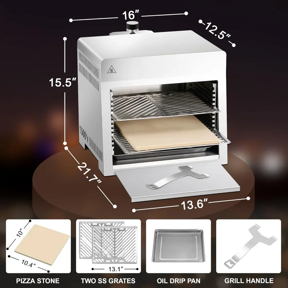 Parrilla eléctrica para bistec, horno de Camping pequeño de 1500 grados, máquina para cocinar carne con piedra para Pizza