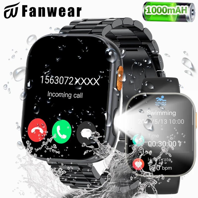 

2026 New Watch12 Smart Watch For iphone1000 mAh battery standby for 100 days 130+ sports mode 2.04 inch display LED flashlight