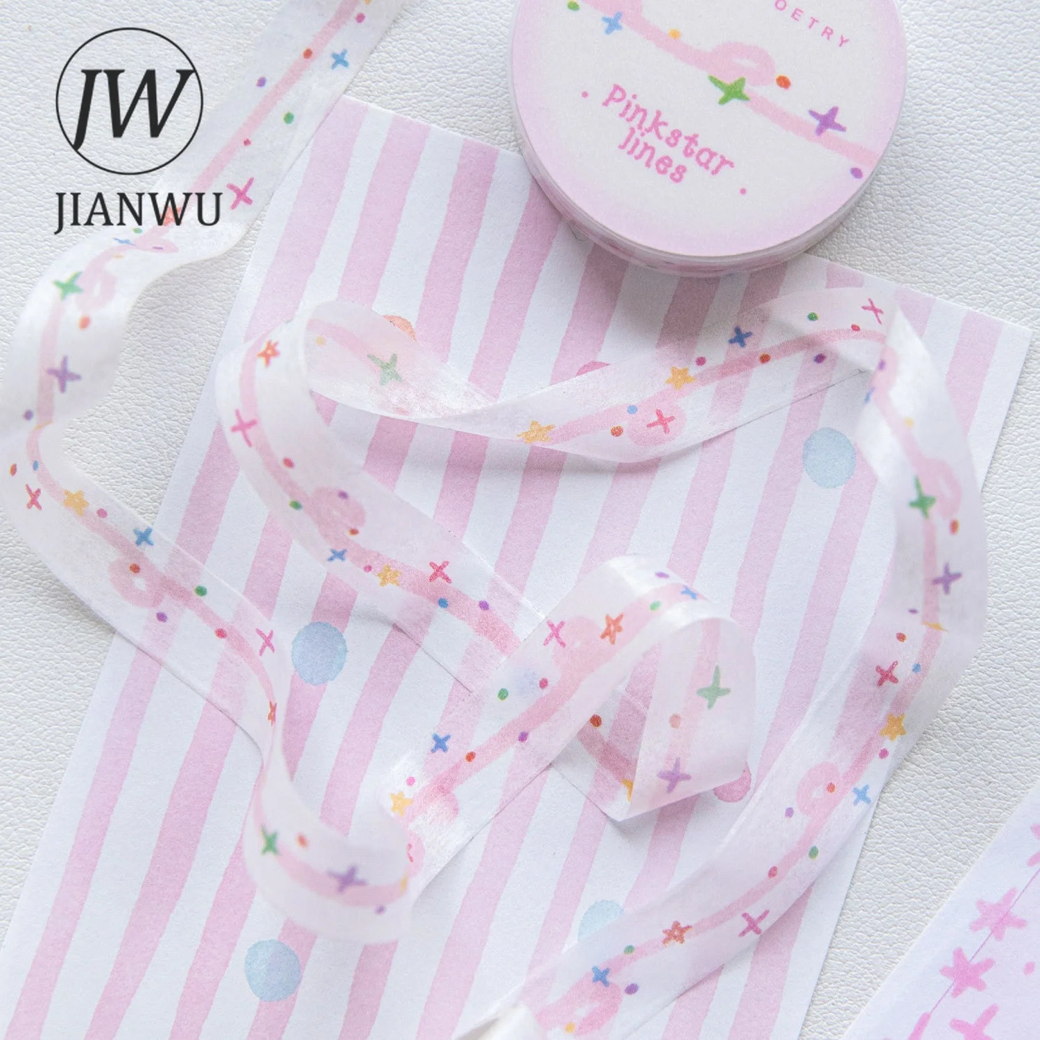 JIANWU 10mm*200cm Colorful Dots Star Line Landscape Material Collage Scrapbooking Washi Tape Creative DIY Journal Stationery - view 4