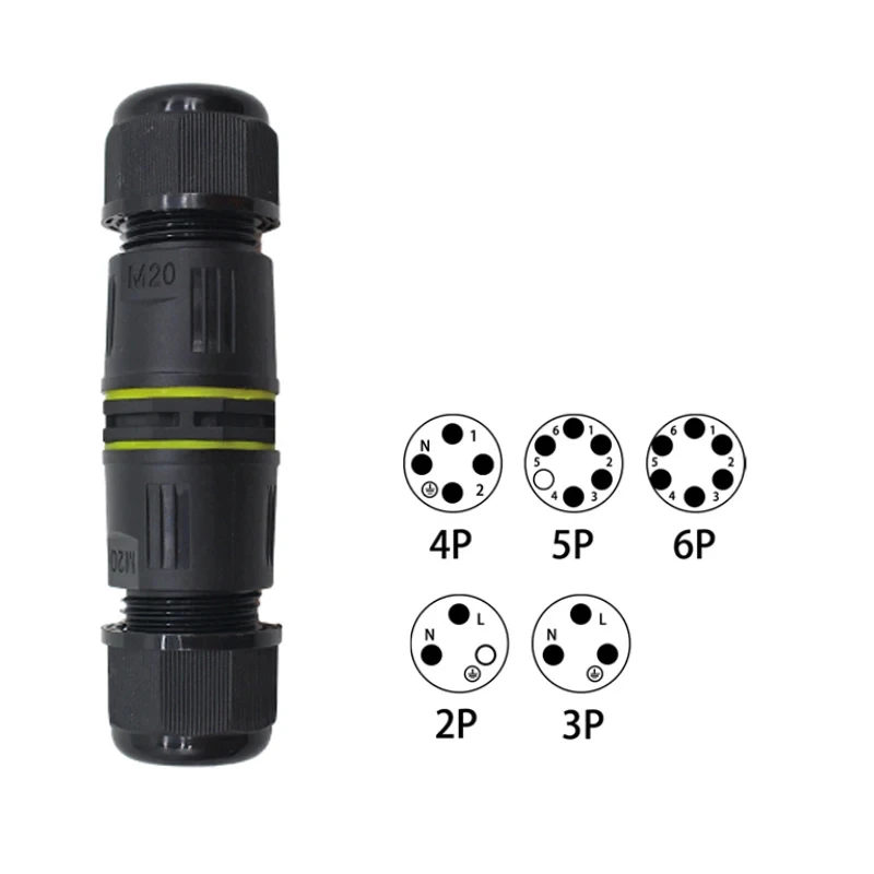 1pc IP68 M20 Waterproof Cable Connector 2/3/4/5/6 Pin Screw Wiring Terminal Wire Connectors for Electrical Light Junction Box