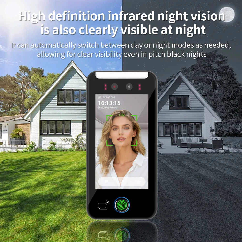 Face Recognition Visual Intercom System Tuya WiFi Biometric Fingerprint Palm Vein Access Control with 7in Indoor Unit HD Camera