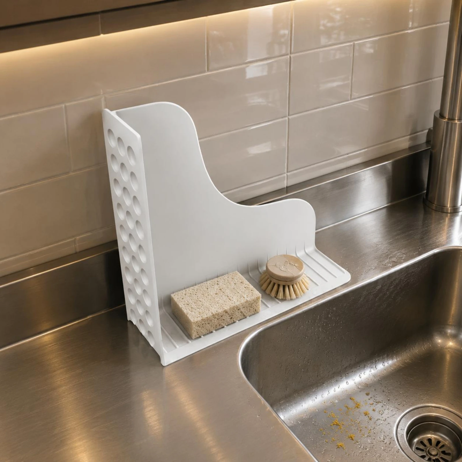 Water Splash Guard Mat BPA Free Heat Resistant Countertop Drain Tray Organizer for Bathroom Sink Area view 6