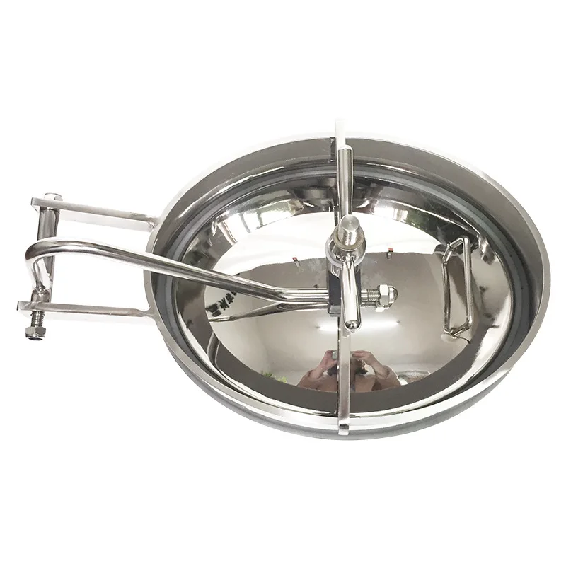 

304 stainless steel inner opening oval manhole 316 quick opening sanitary grade inner and outer mirror flange window with pressu